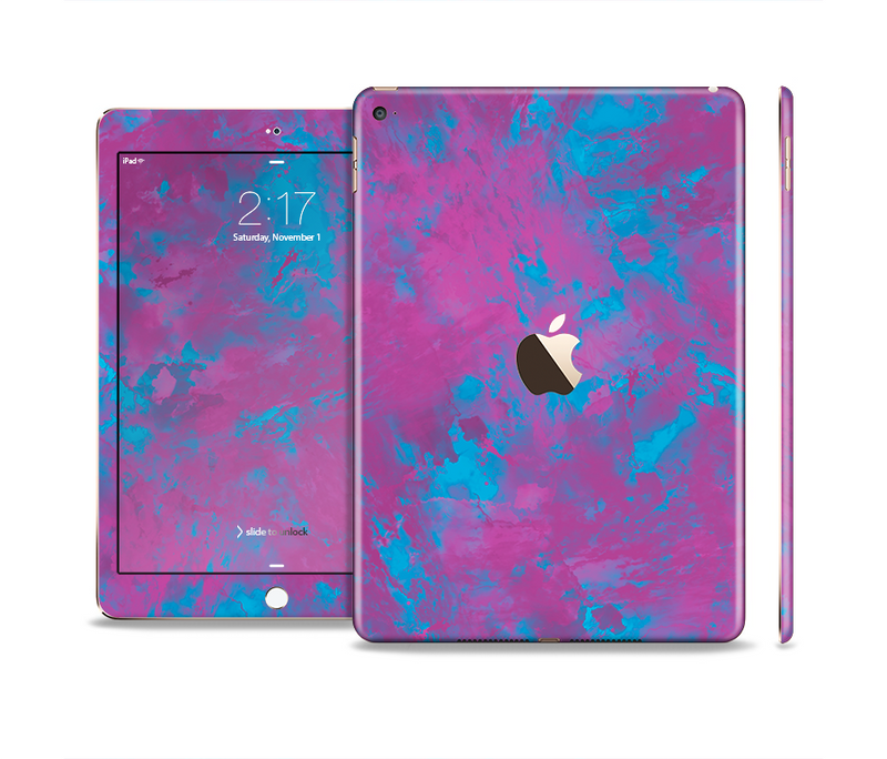 The Purple and Blue Paintburst Skin Set for the Apple iPad Pro