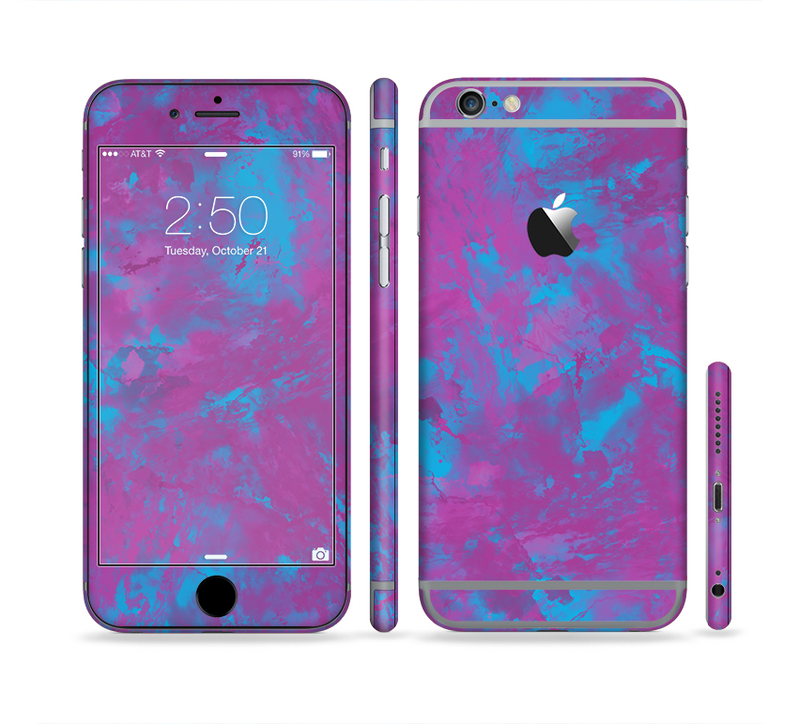 The Purple and Blue Paintburst Sectioned Skin Series for the Apple iPhone 6