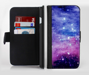The Purple and Blue Scattered Stars Ink-Fuzed Leather Folding Wallet Credit-Card Case for the Apple iPhone 6/6s, 6/6s Plus, 5/5s and 5c
