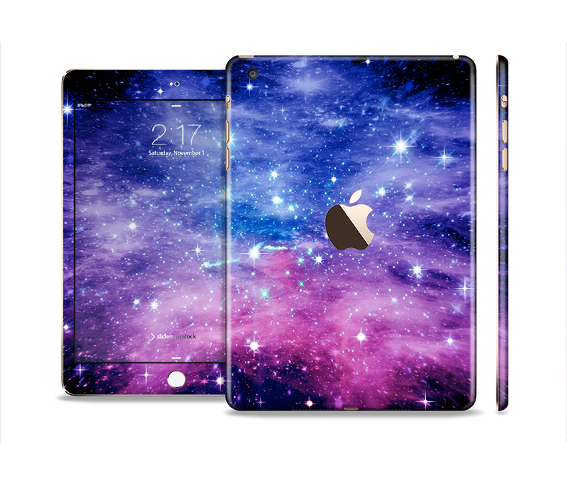 The Purple and Blue Scattered Stars Full Body Skin Set for the Apple iPad Mini 3