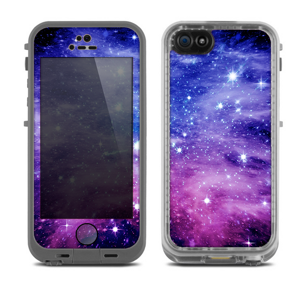 The Purple and Blue Scattered Stars Skin for the Apple iPhone 5c LifeProof Fre Case