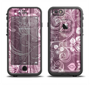 The Purple and Gray Stripes with Overlapping Floral Apple iPhone 6/6s Plus LifeProof Fre Case Skin Set