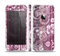 The Purple and Gray Stripes with Overlapping Floral Skin Set for the Apple iPhone 5
