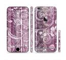The Purple and Gray Stripes with Overlapping Floral Sectioned Skin Series for the Apple iPhone 6s Plus