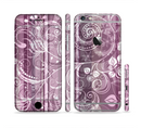 The Purple and Gray Stripes with Overlapping Floral Sectioned Skin Series for the Apple iPhone 6s