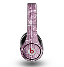 The Purple and Gray Stripes with Overlapping Floral Skin for the Original Beats by Dre Studio Headphones