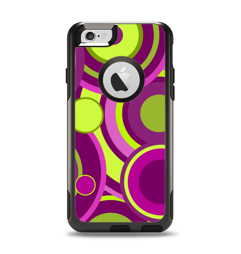 The Purple and Green Layered Vector Circles Apple iPhone 6 Otterbox Commuter Case Skin Set