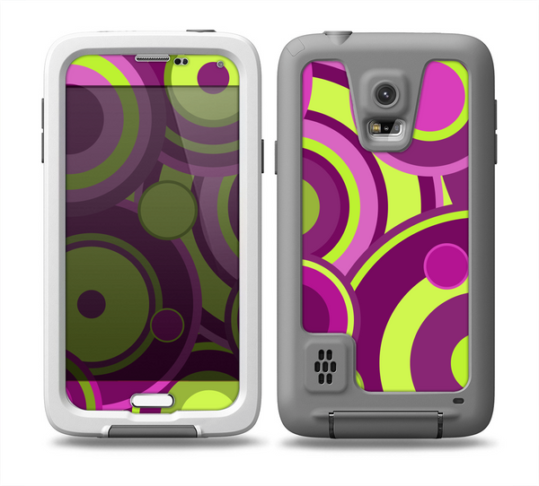 The Purple and Green Layered Vector Circles Skin for the Samsung Galaxy S5 frē LifeProof Case