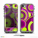 The Purple and Green Layered Vector Circles Skin for the iPhone 5c nüüd LifeProof Case