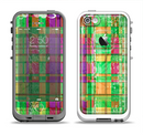 The Purple and Green Plad with Floral Pattern Apple iPhone 5-5s LifeProof Fre Case Skin Set