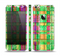 The Purple and Green Plad with Floral Pattern Skin Set for the Apple iPhone 5