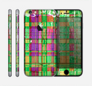 The Purple and Green Plad with Floral Pattern Skin for the Apple iPhone 6