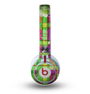 The Purple and Green Plad with Floral Pattern Skin for the Beats by Dre Mixr Headphones