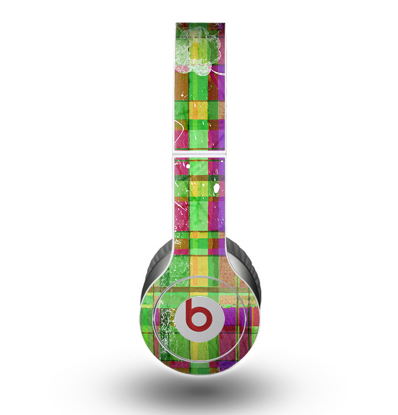 The Purple and Green Plad with Floral Pattern Skin for the Beats by Dre Original Solo-Solo HD Headphones