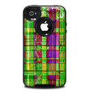 The Purple and Green Plad with Floral Pattern Skin for the iPhone 4-4s OtterBox Commuter Case