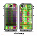 The Purple and Green Plad with Floral Pattern Skin for the iPhone 5c nüüd LifeProof Case