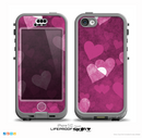 The Purple and Pink Layered Hearts Skin for the iPhone 5c nüüd LifeProof Case