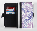 The Purple and White Lace Design Ink-Fuzed Leather Folding Wallet Credit-Card Case for the Apple iPhone 6/6s, 6/6s Plus, 5/5s and 5c