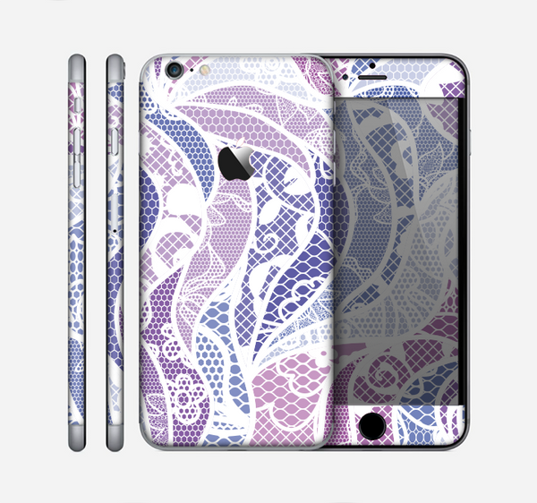 The Purple and White Lace Design Skin for the Apple iPhone 6 Plus