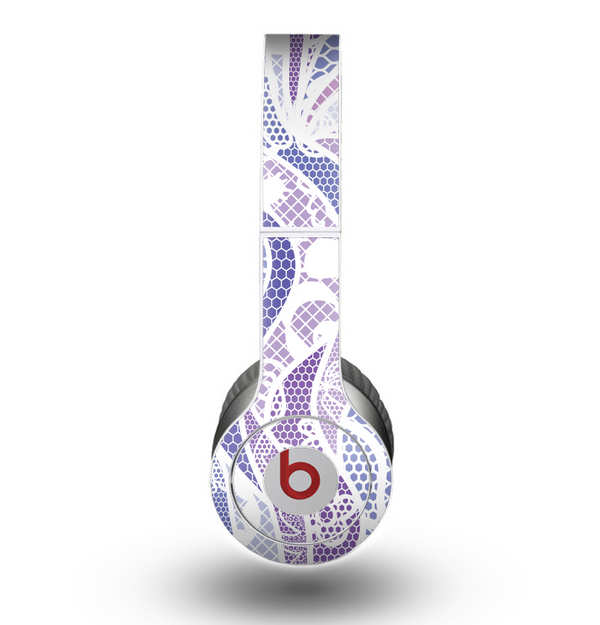The Purple and White Lace Design Skin for the Beats by Dre Original Solo-Solo HD Headphones