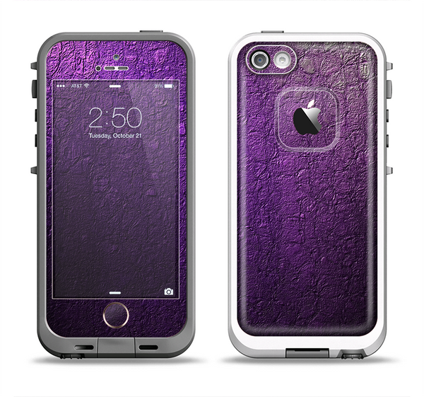 The Purpled Crackled Pattern Apple iPhone 5-5s LifeProof Fre Case Skin Set