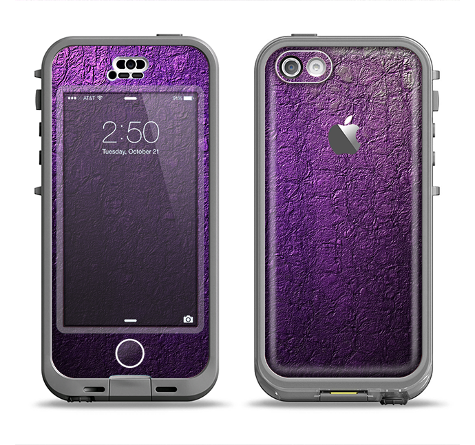 The Purpled Crackled Pattern Apple iPhone 5c LifeProof Nuud Case Skin Set