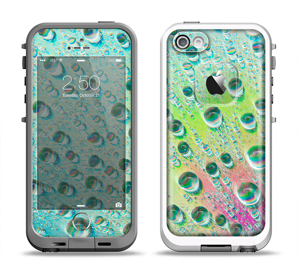 The RainBow WaterDrops Apple iPhone 5-5s LifeProof Fre Case Skin Set