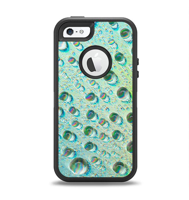 The RainBow WaterDrops Apple iPhone 5-5s Otterbox Defender Case Skin Set