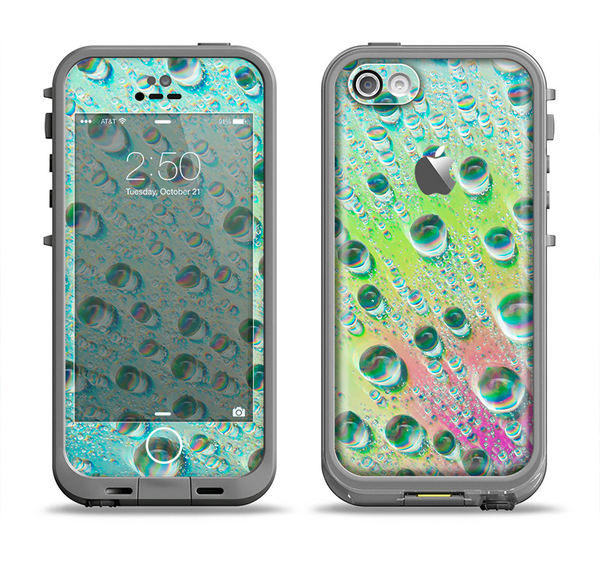The RainBow WaterDrops Apple iPhone 5c LifeProof Fre Case Skin Set