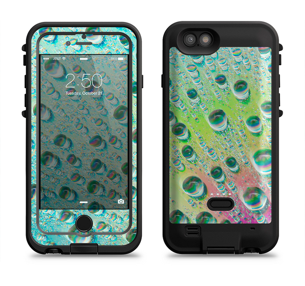 The RainBow WaterDrops Apple iPhone 6/6s LifeProof Fre POWER Case Skin Set