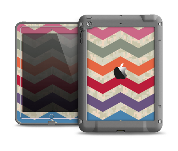 The Rainbow Chevron Over Digital Camouflage Apple iPad Air LifeProof Fre Case Skin Set