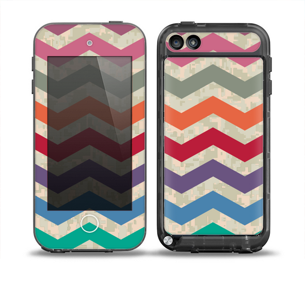 The Rainbow Chevron Over Digital Camouflage Skin for the iPod Touch 5th Generation frē LifeProof Case