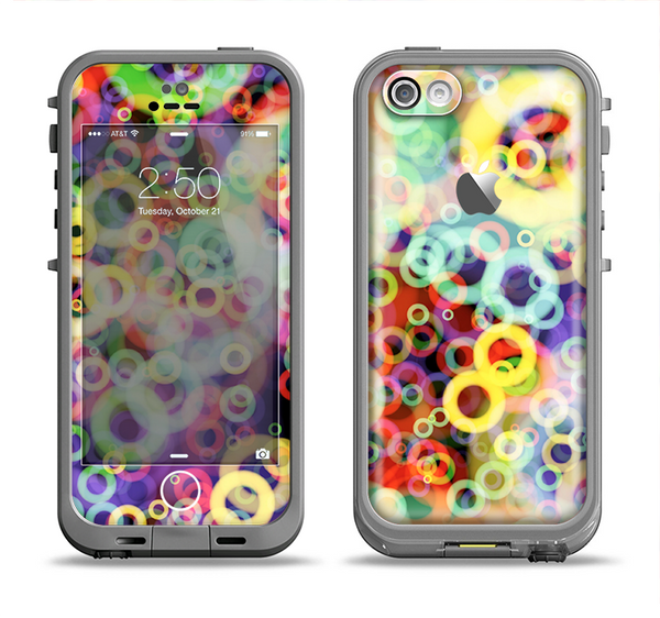 The Rainbow Colored Unfocused Light Circles Apple iPhone 5c LifeProof Fre Case Skin Set