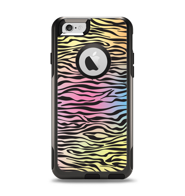 The Rainbow Colored Vector Black Zebra Print Apple iPhone 6 Otterbox Commuter Case Skin Set