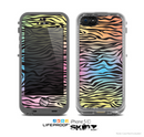 The Rainbow Colored Vector Black Zebra Print Skin for the Apple iPhone 5c LifeProof Case