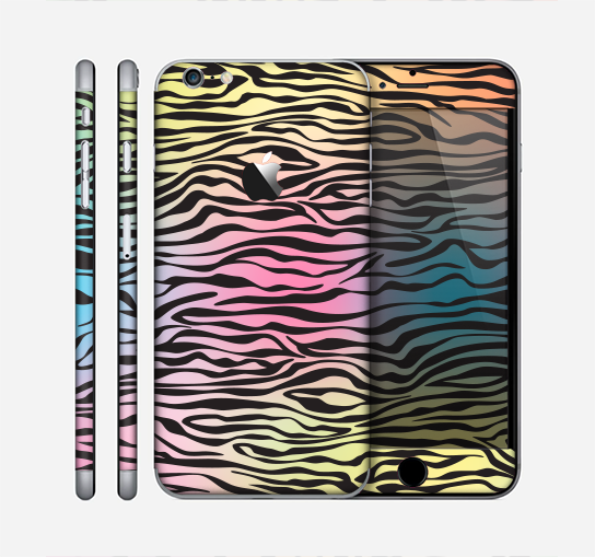 The Rainbow Colored Vector Black Zebra Print Skin for the Apple iPhone 6 Plus