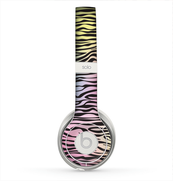 The Rainbow Colored Vector Black Zebra Print Skin for the Beats by Dre Solo 2 Headphones