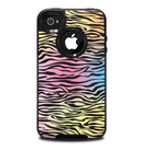 The Rainbow Colored Vector Black Zebra Print Skin for the iPhone 4-4s OtterBox Commuter Case