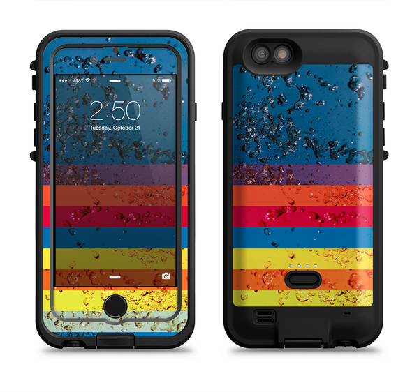 The Rainbow Colored Water Stripes Apple iPhone 6/6s LifeProof Fre POWER Case Skin Set