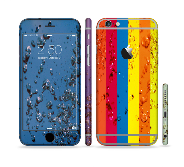 The Rainbow Colored Water Stripes Sectioned Skin Series for the Apple iPhone 6s