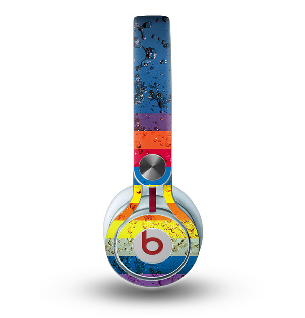 The Rainbow Colored Water Stripes Skin for the Beats by Dre Mixr Headphones