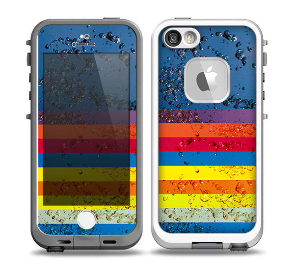 The Rainbow Colored Water Stripes Skin for the iPhone 5-5s fre LifeProof Case