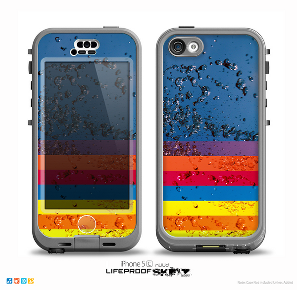 The Rainbow Colored Water Stripes Skin for the iPhone 5c nüüd LifeProof Case
