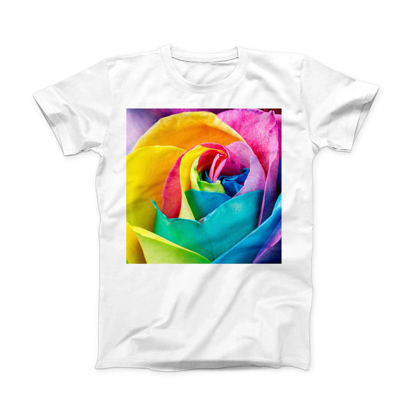 The Rainbow Dyed Rose V2 ink-Fuzed Front Spot Graphic Unisex Soft-Fitted Tee Shirt