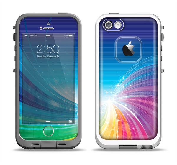 The Rainbow Hd Waves Apple iPhone 5-5s LifeProof Fre Case Skin Set