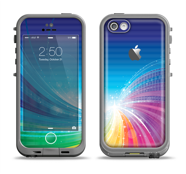 The Rainbow Hd Waves Apple iPhone 5c LifeProof Fre Case Skin Set
