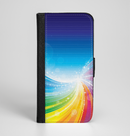 The Rainbow Hd Waves Ink-Fuzed Leather Folding Wallet Case for the iPhone 6/6s, 6/6s Plus, 5/5s and 5c
