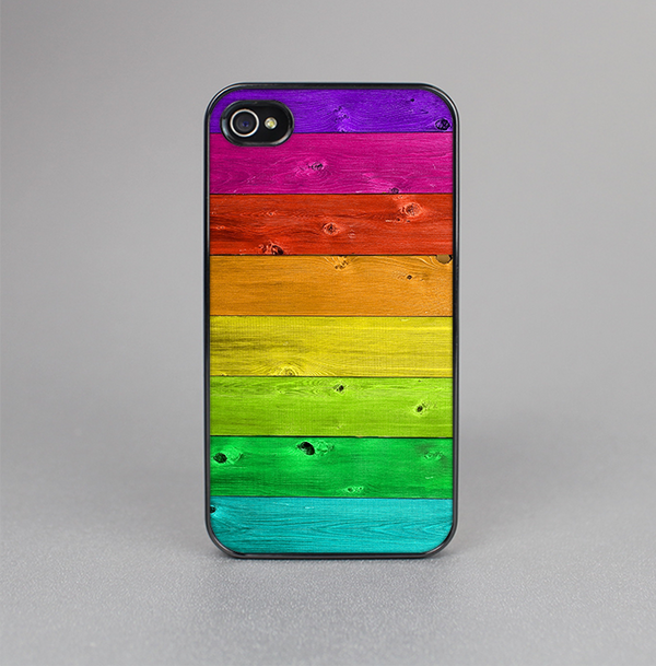 The Rainbow Highlighted Wooden Planks Skin-Sert for the Apple iPhone 4-4s Skin-Sert Case
