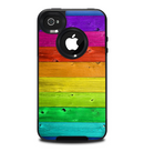 The Rainbow Highlighted Wooden Planks Skin for the iPhone 4-4s OtterBox Commuter Case