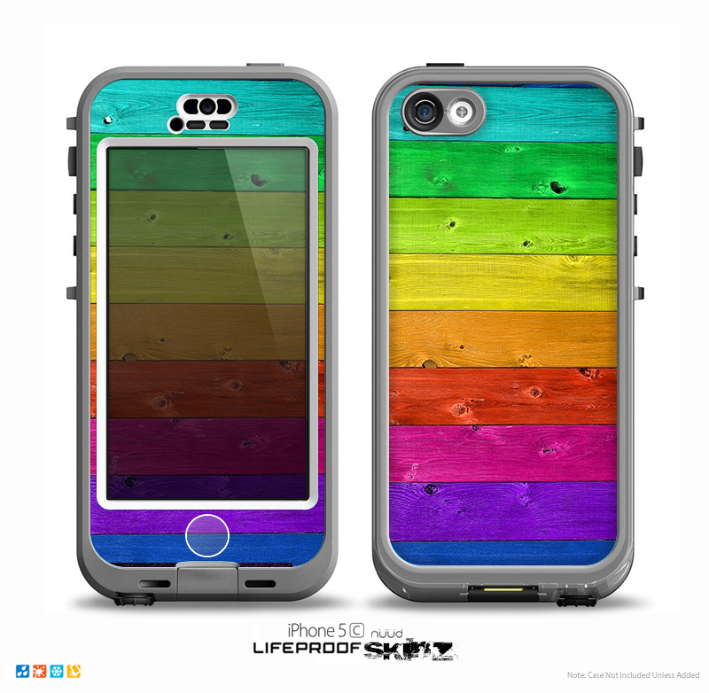 The Rainbow Highlighted Wooden Planks Skin for the iPhone 5c nüüd LifeProof Case